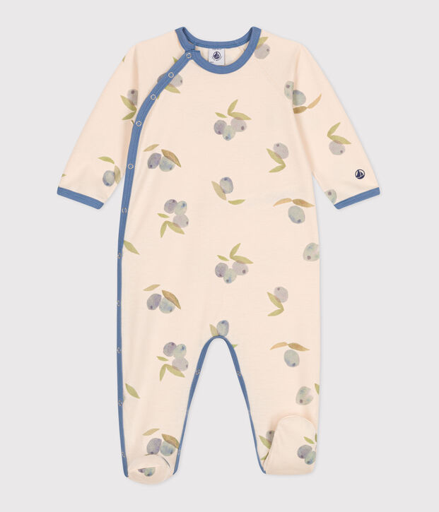 Pyjama b&eacute;b&eacute; en coton imprim&eacute; &eacute;cru/bleu/multicouleur