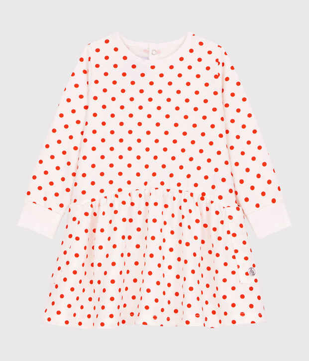 Robe en molleton b&eacute;b&eacute;. blanc/orange