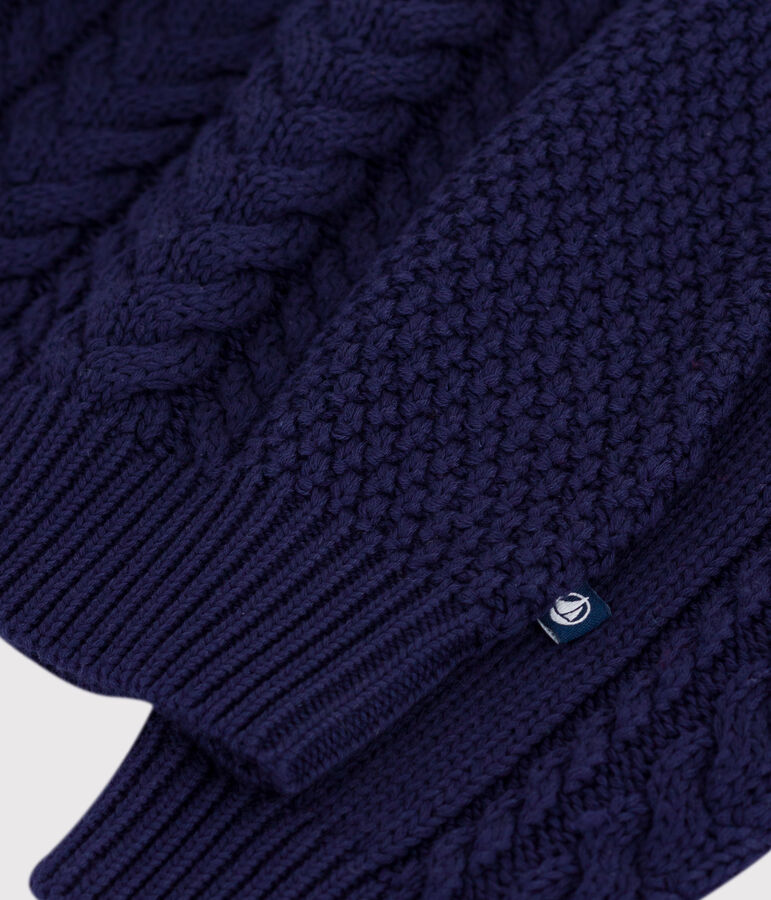 Pull col camionneur enfant en coton uni bleu SOIR