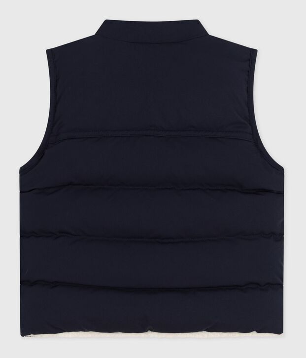 Doudoune b&eacute;b&eacute; sans manche r&eacute;versible bleu/&eacute;cru