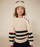 Pull en coton enfant fille blanc AVALANCHE/bleu SMOKING