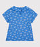 T-shirt manches courtes en coton enfant fille bleu BRASIER/gris MARSHMALLOW