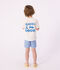 Short de bain enfant &agrave; rayures bleu/blanc