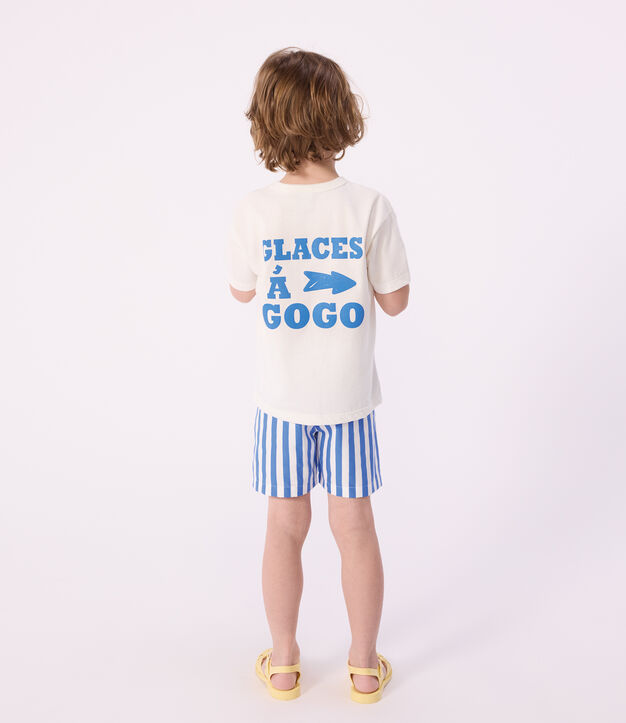 Short de bain enfant &agrave; rayures bleu/blanc