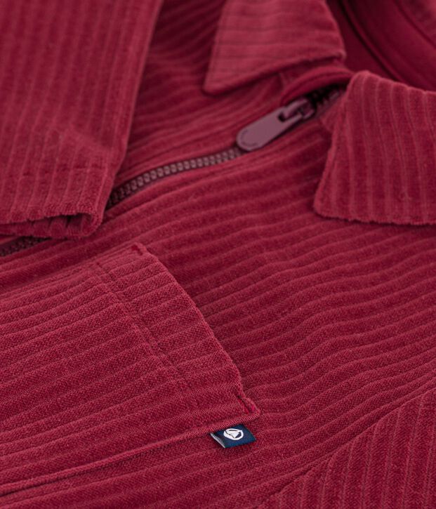 Combinaison enfant en bouclette velours longue unie rouge