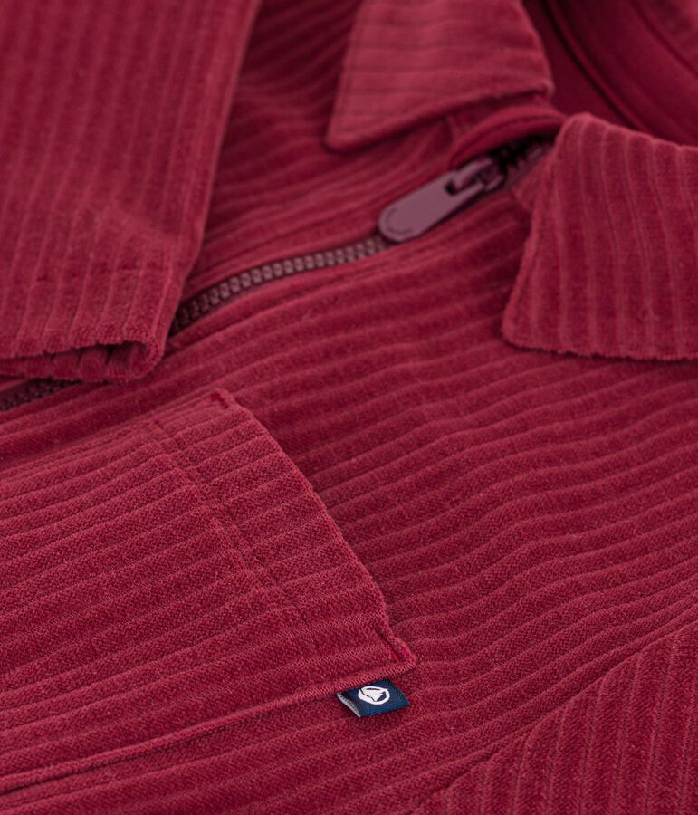 Combinaison enfant en bouclette velours longue unie rouge AMARANTE