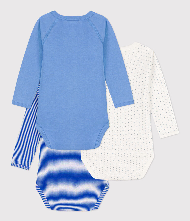 Lot de 3 bodies crois&eacute;s manches longues imprim&eacute;s en coton multicouleur