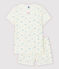 Pyjacourt à fleurs petite fille en coton et lin blanc MARSHMALLOW/blanc MULTICO