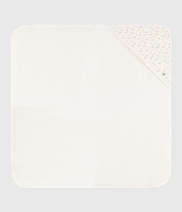 Carr&eacute; de bain b&eacute;b&eacute; en coton blanc/multicouleur
