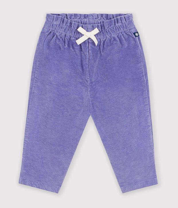 Pantalon b&eacute;b&eacute; en velours uni violet