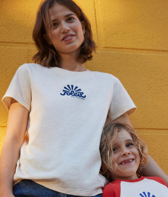 Tee-shirt Le Droit col rond en coton femme écru AVALANCHE