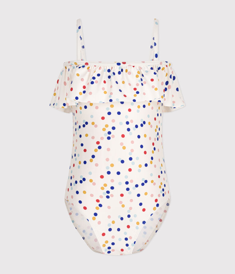 Maillot de bain 1 pi&egrave;ce imprim&eacute; enfant fille blanc/multicouleur