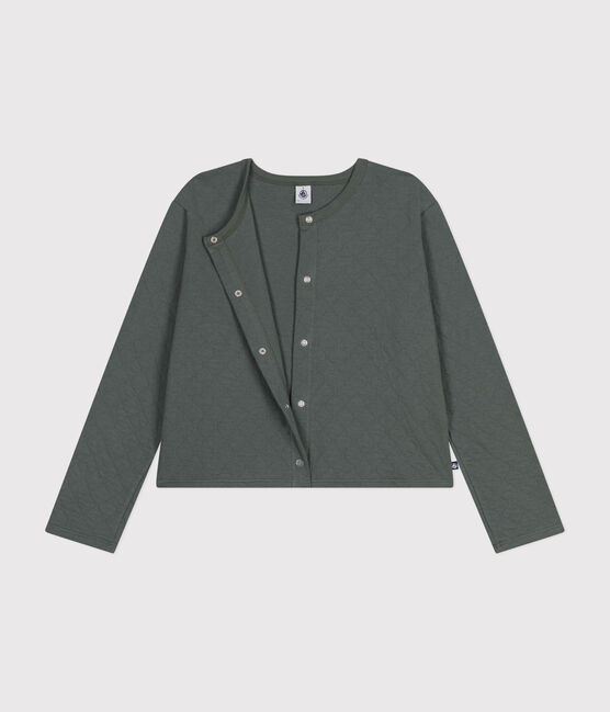 Cardigan à pressions en tubique femme vert THUYA