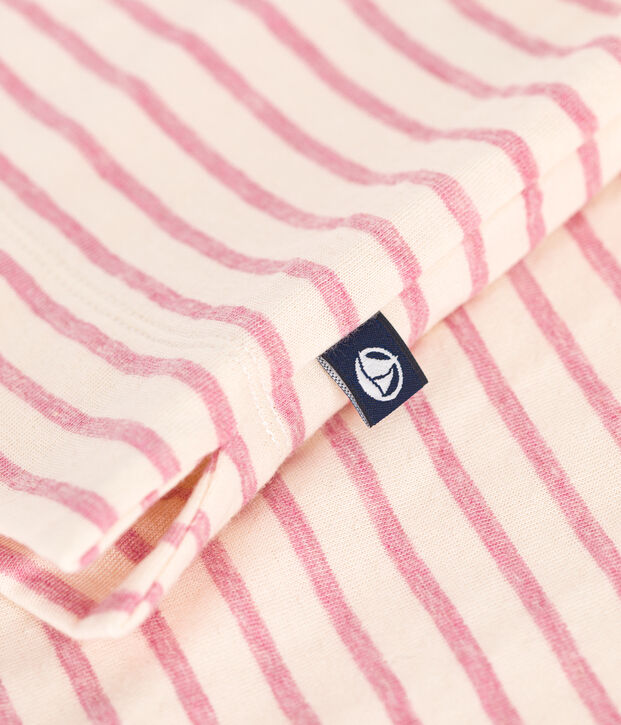 Tee-shirt le Boxy en tubique femme &eacute;cru/rose