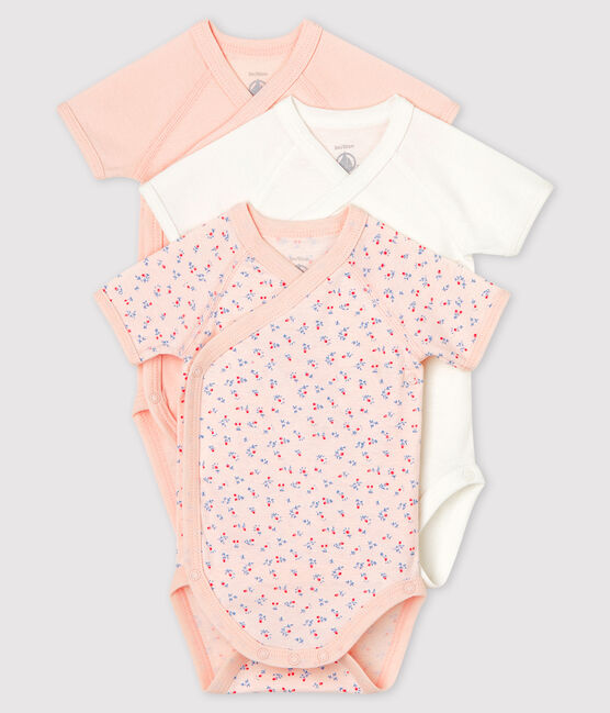 Lot de 3 bodies croisés  manches courtes bébé en coton biologique variante 1