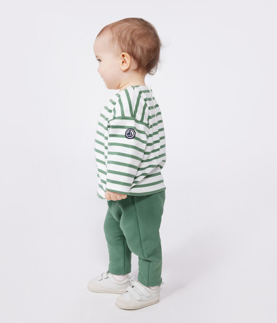 Marinière bébé en coton épais vert MARSHMALLOW/ PALMERAIE