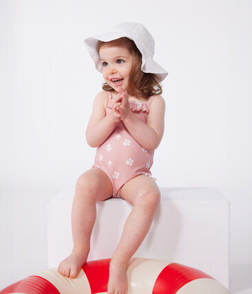 Maillot de bain bébé une pièce à volants, imprimé fleuri