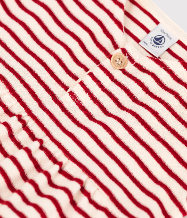 Robe manches courtes b&eacute;b&eacute; en bouclette &eacute;ponge blanc AVALANCHE/ STOP