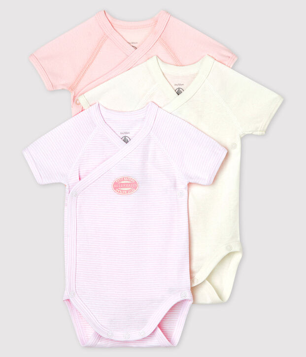 Lot de 3 bodies b&eacute;b&eacute; en coton biologique multicouleur