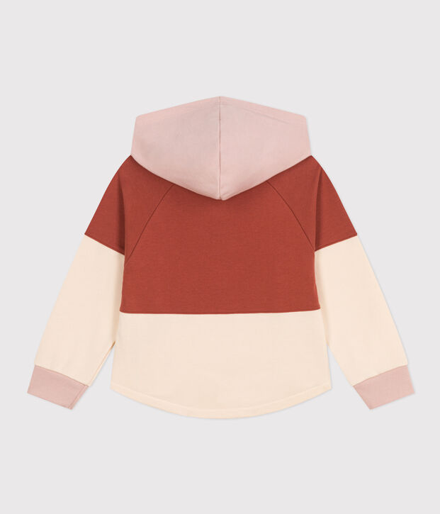 Sweatshirt capuche en molleton enfant fille marron/multicouleur