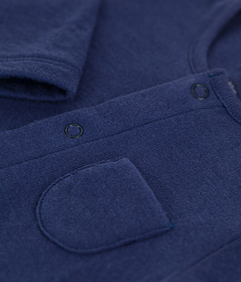 Combinaison longue unie en tubique bio b&eacute;b&eacute; bleu