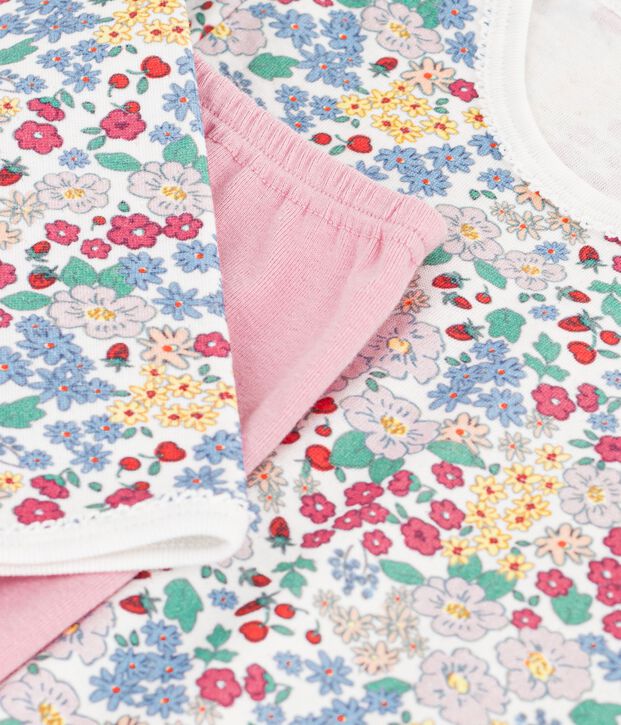 Chemise de nuit et legging enfant en tubique &agrave; fleurs rose/multicouleur