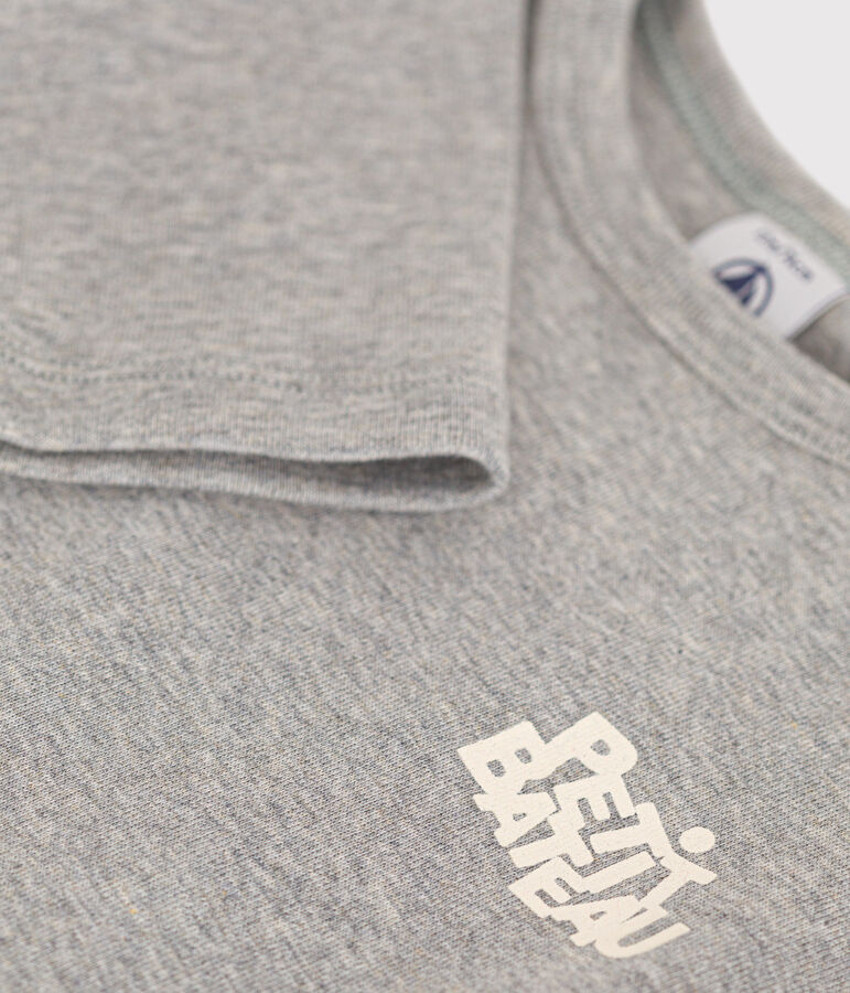 Tee-shirt manches longues en coton b&eacute;b&eacute; gris CHATON CHINE