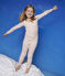 Legging laine et coton milleraies petite fille rose CHARME/blanc MARSHMALLOW