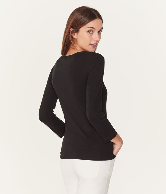 Tee-shirt manches 3/4 femme noir NOIR