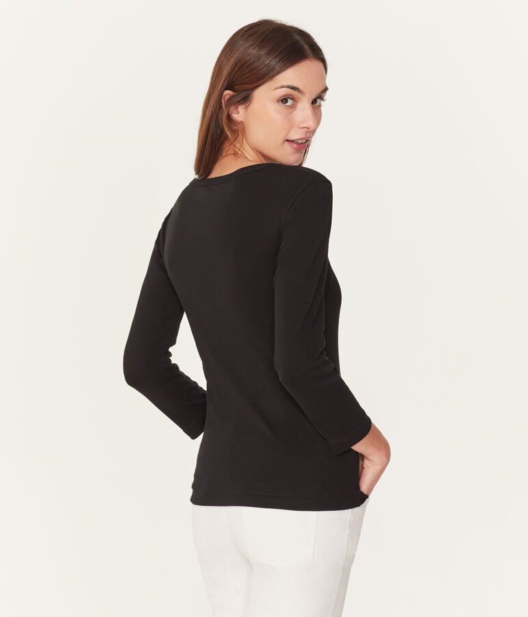 Tee-shirt manches 3/4 femme noir