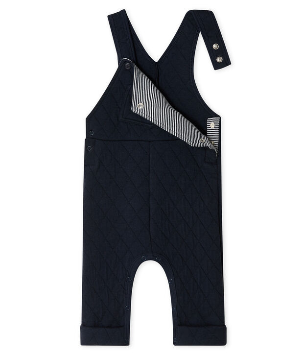 Salopette b&eacute;b&eacute; gar&ccedil;on en tubique matelass&eacute; bleu marine