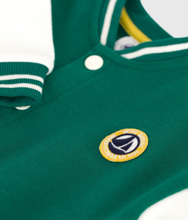 Teddy b&eacute;b&eacute; en coton bi-colore vert/&eacute;cru