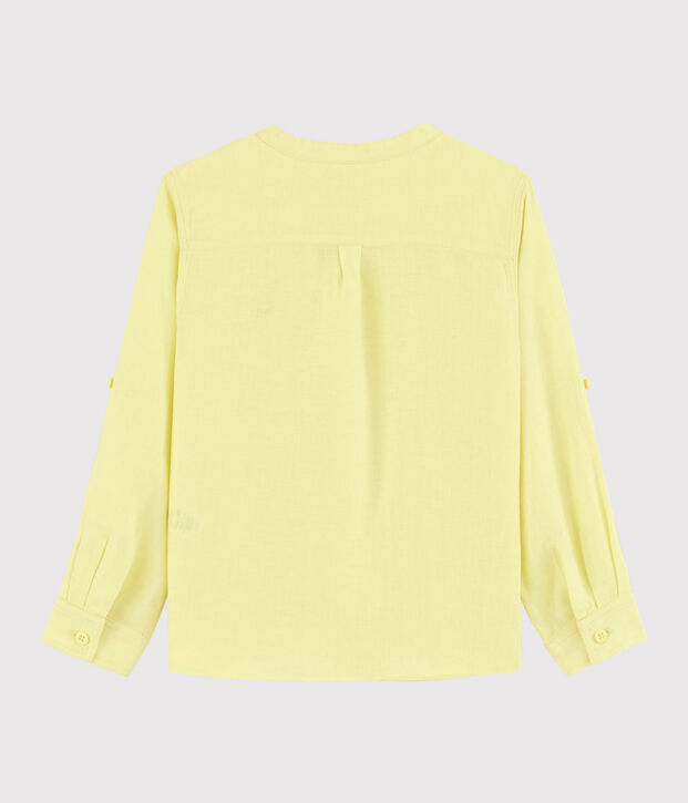Chemise manches retroussables en lin enfant gar&ccedil;on jaune