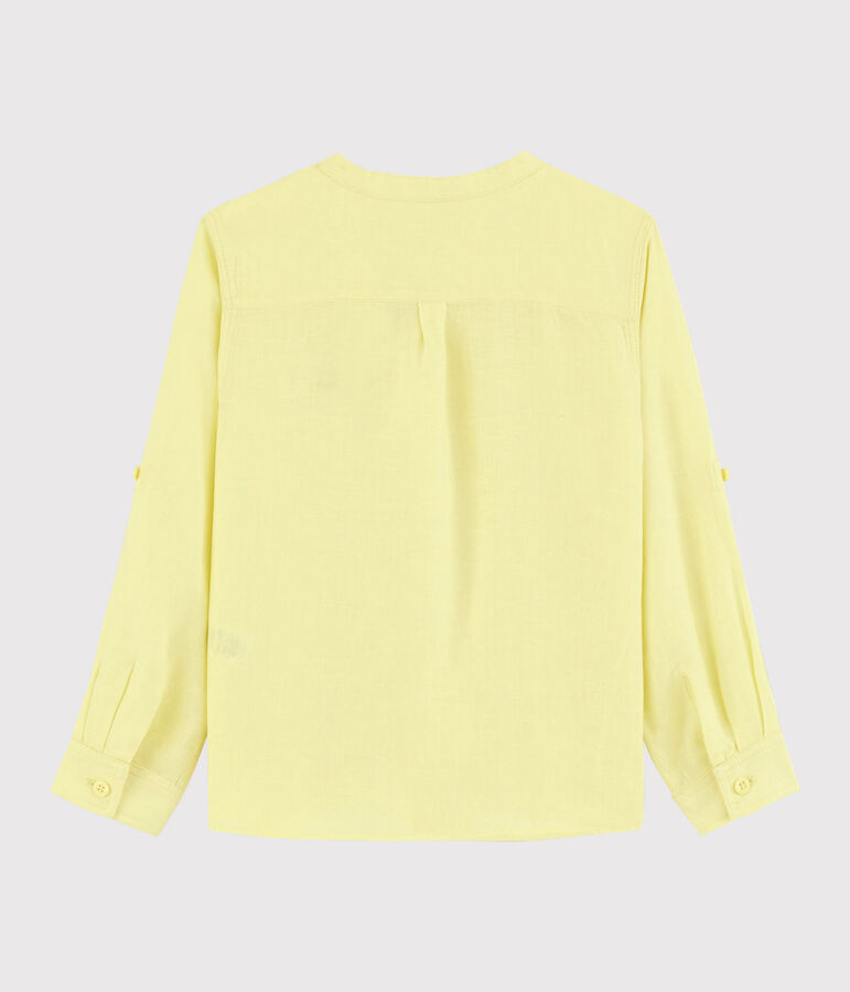 Chemise manches retroussables en lin enfant gar&ccedil;on jaune CITRONEL