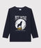 Tee-shirt sérigraphié enfant garçon bleu SMOKING