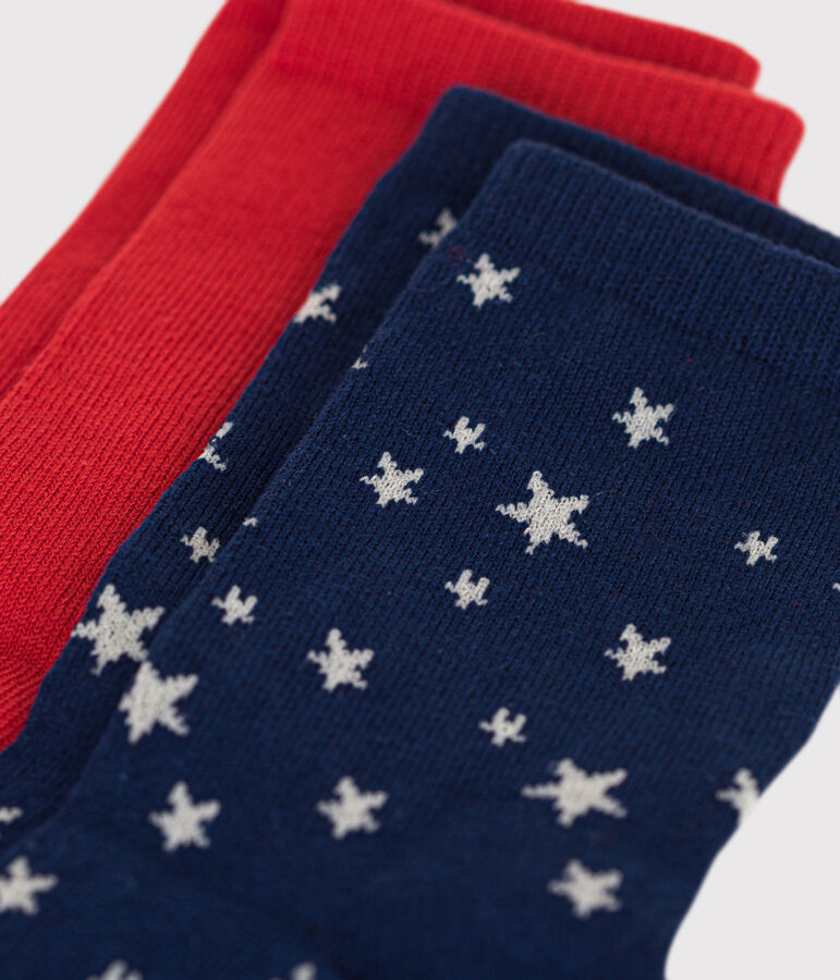2 paires de chaussettes en coton &eacute;toiles enfant multicouleur