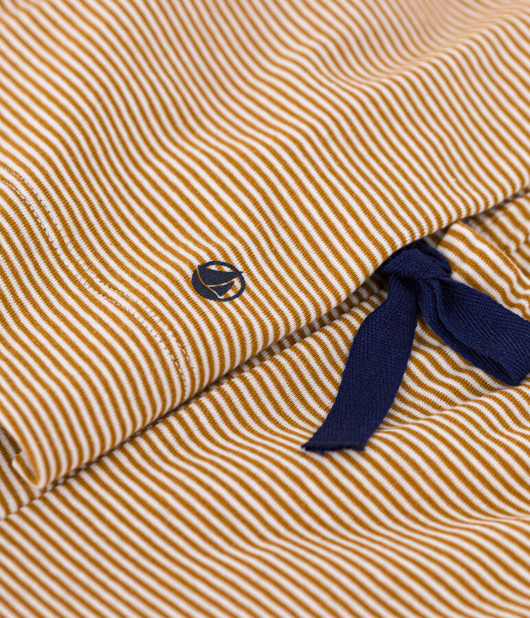 Pyjama en coton ray&eacute; femme marron CUIVRE/ MARSHMALLOW