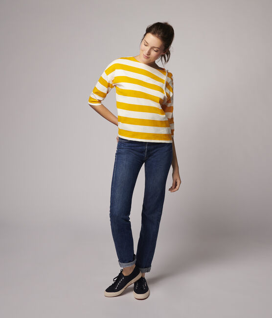 Marinière Femme jaune TEHONI/blanc MARSHMALLOW