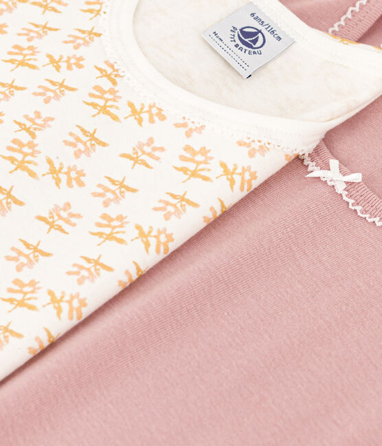 Lot de 2 tee shirts manches courtes fleur en coton petite fille variante 1