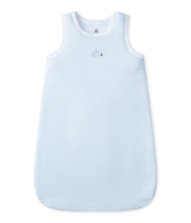 Gigoteuse naissance b&eacute;b&eacute; gar&ccedil;on ray&eacute;e milleraies bleu FRAICHEUR/blanc ECUME
