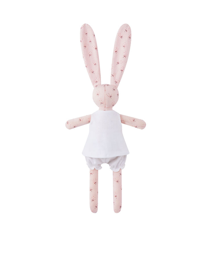 Doudou lapin imprim&eacute; rose VIENNE/blanc MULTICO
