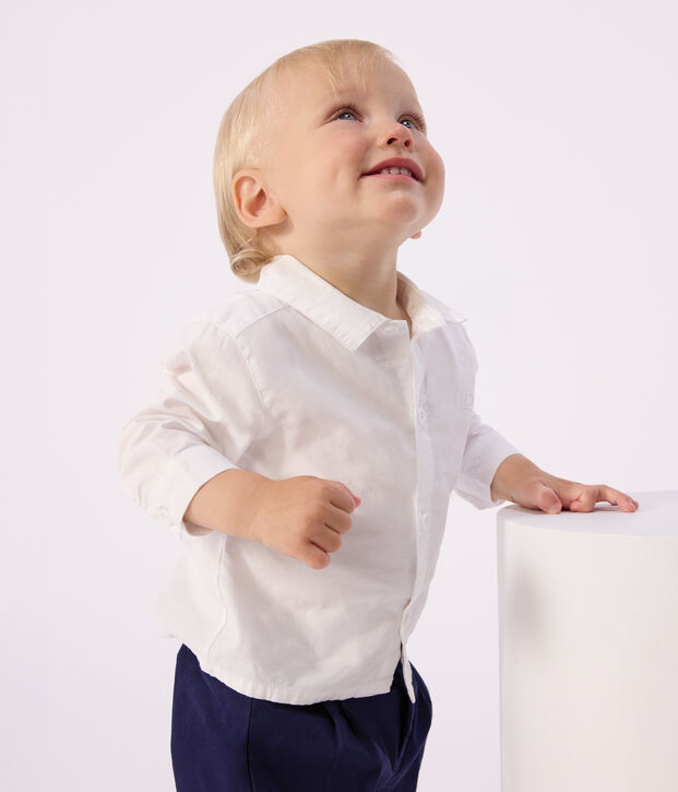 Chemise b&eacute;b&eacute; en coton uni blanc