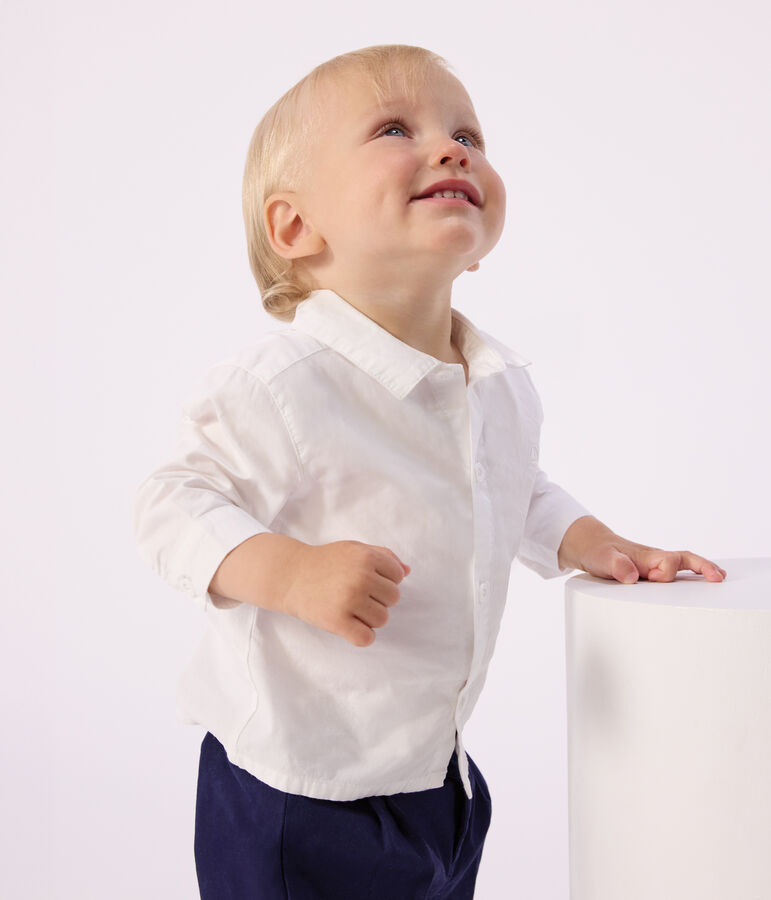 Chemise b&eacute;b&eacute; en coton uni blanc ECUME