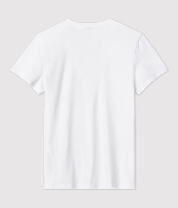 Tee-shirt LE DROIT col V en coton Femme blanc