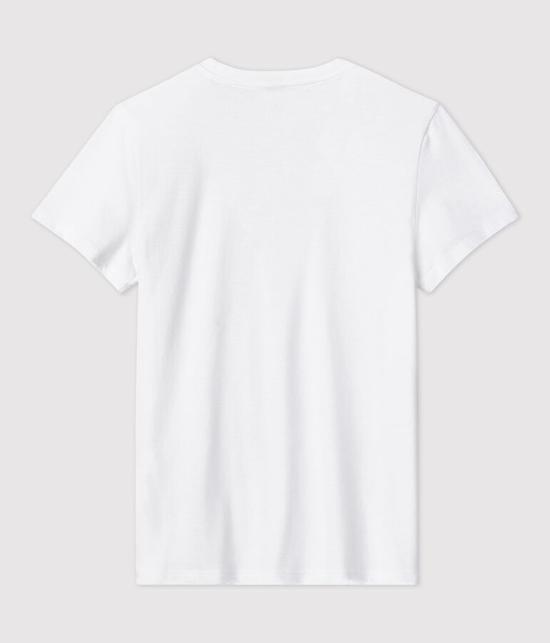Tee-shirt LE DROIT col V en coton Femme blanc ECUME