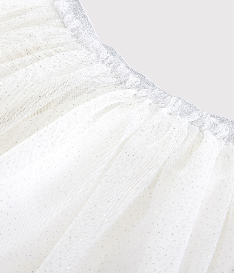 Jupe en tulle paillet&eacute; enfant fille blanc MARSHMALLOW/gris ARGENT