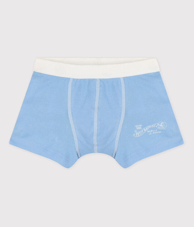 Boxer petit gar&ccedil;on en coton bleu clair