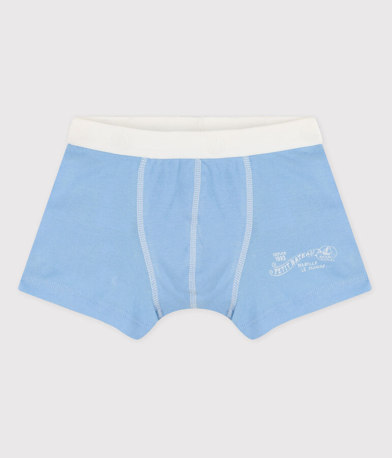 Boxer petit gar&ccedil;on en coton bleu