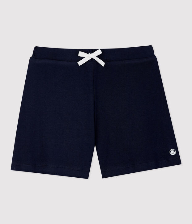 Short en coton enfant fille bleu marine