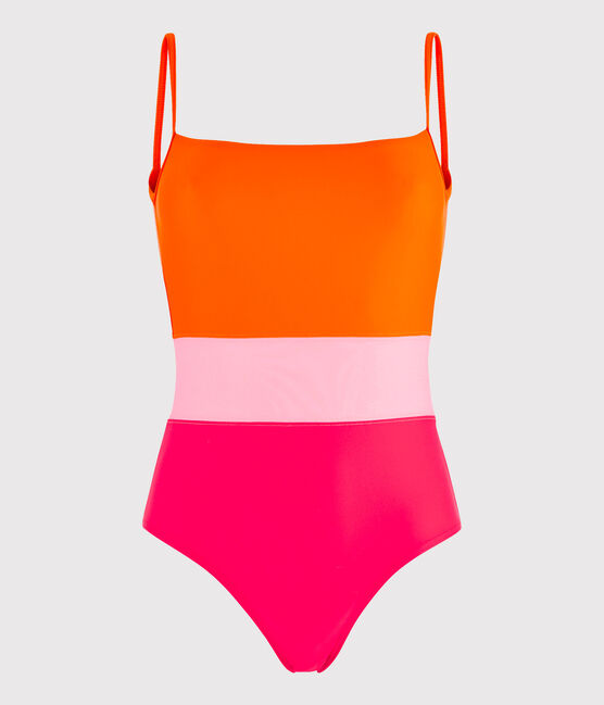 Maillot de bain 1 pièce écoresponsable femme rouge PEPS/blanc MULTICO